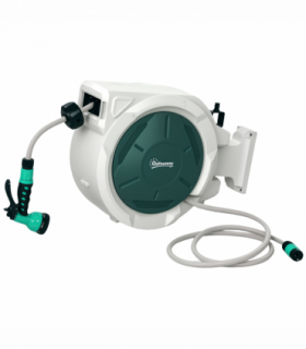 Outsunny Retractable Hose Reel Wall Mounted with Lock, Grey