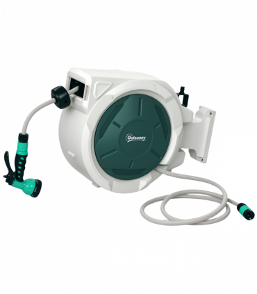 Outsunny Retractable Hose Reel Wall Mounted with Lock, Grey