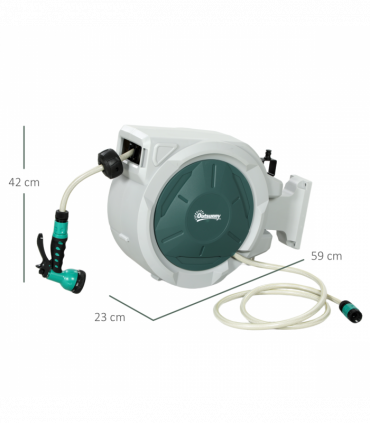 Outsunny Retractable Hose Reel Wall Mounted with Lock, Grey