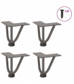 vidaXL Hairpin Table Legs 4 pcs Natural Steel 10 cm Solid Steel