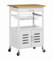Kitchen Island Trolley Utility CartBamboo Table Top, Storage Cabinet, Drawer