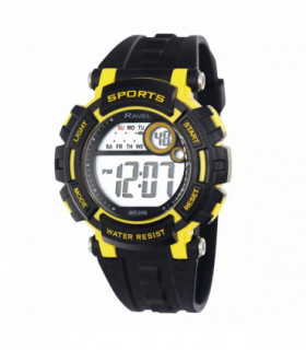 Ravel Mens 3ATM Digital Sports Black/Yellow2 Watch RDG.14.18
