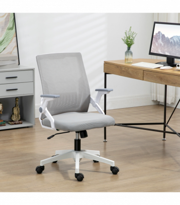 Vinsetto Mesh Office Chair for Home with Lumbar Support, Flip-up Arm, Wheels