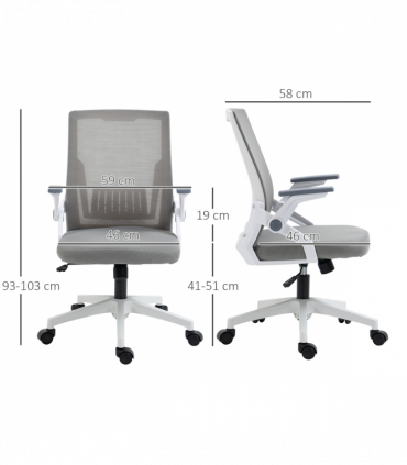 Vinsetto Mesh Office Chair for Home with Lumbar Support, Flip-up Arm, Wheels