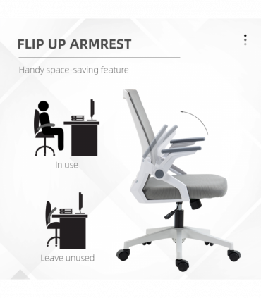 Vinsetto Mesh Office Chair for Home with Lumbar Support, Flip-up Arm, Wheels