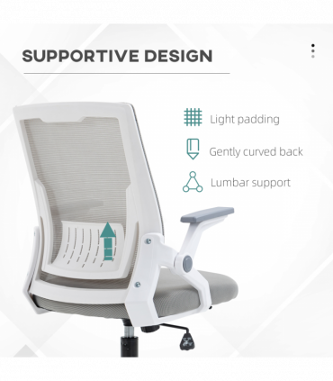 Vinsetto Mesh Office Chair for Home with Lumbar Support, Flip-up Arm, Wheels