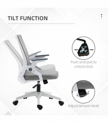 Vinsetto Mesh Office Chair for Home with Lumbar Support, Flip-up Arm, Wheels