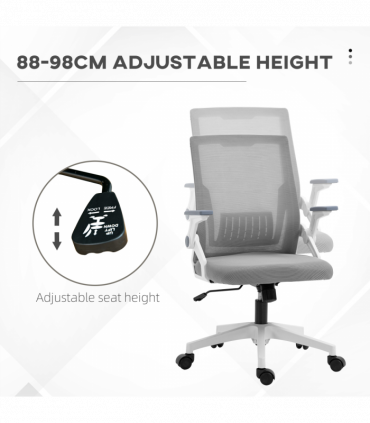 Vinsetto Mesh Office Chair for Home with Lumbar Support, Flip-up Arm, Wheels