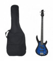 vidaXL Electric Bass Guitar for Beginner with Bag Blue and Black 4/4 46"