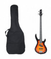 vidaXL Electric Bass Guitar for Beginner with Bag Brown and Black 4/4 46"