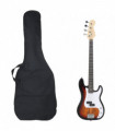 vidaXL Electric Bass Guitar for Beginner with Bag Brown and White 4/4 46"