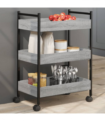 vidaXL Kitchen Trolley Grey Sonoma 50x30x70 cm Engineered Wood