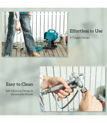 HOMCOM Airless Paint Sprayer, Wall Spray Gun for DIY Painting, 200 Bar