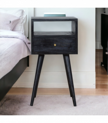 Artisan Furniture Solid Wood Mini Ash Black Bedside