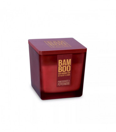 Bamboo Pomegranate & Pepperwood Large Soy Candle  40 Hours Burn - Crackling Wick