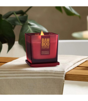 Bamboo Pomegranate & Pepperwood Large Soy Candle  40 Hours Burn - Crackling Wick