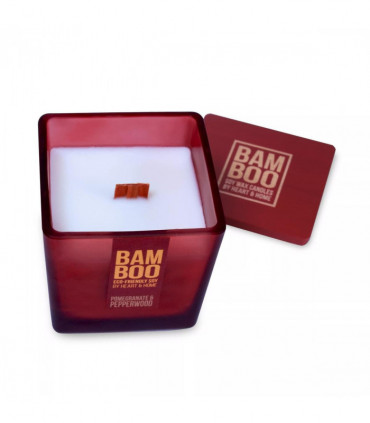Bamboo Pomegranate & Pepperwood Large Soy Candle  40 Hours Burn - Crackling Wick