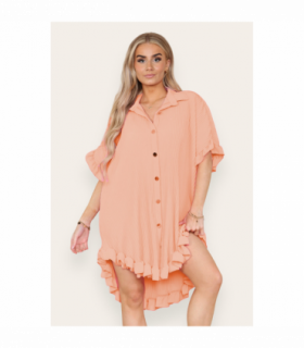 Over Sized Italian Gold Button Pleated Frill Ruffle TikTok Dress Top