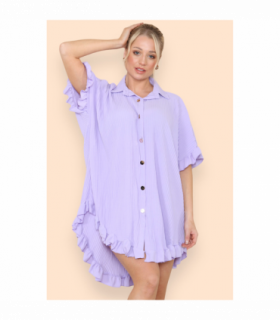 Over Sized Italian Gold Button Pleated Frill Ruffle TikTok Dress Top