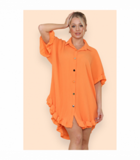 Over Sized Italian Gold Button Pleated Frill Ruffle TikTok Dress Top