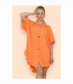 Over Sized Italian Gold Button Pleated Frill Ruffle TikTok Dress Top