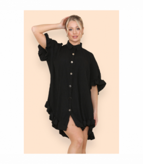 Over Sized Italian Gold Button Pleated Frill Ruffle TikTok Dress Top