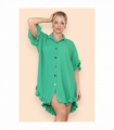Over Sized Italian Gold Button Pleated Frill Ruffle TikTok Dress Top