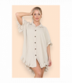 Over Sized Italian Gold Button Pleated Frill Ruffle TikTok Dress Top