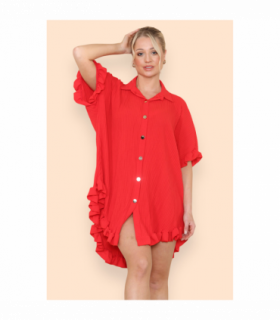 Over Sized Italian Gold Button Pleated Frill Ruffle TikTok Dress Top