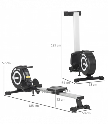 Fitness Adjustable Magnetic Rowing Machine Rower w/ LCD Digital Monitor HOMCOM