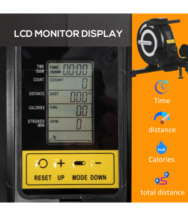 Fitness Adjustable Magnetic Rowing Machine Rower w/ LCD Digital Monitor HOMCOM