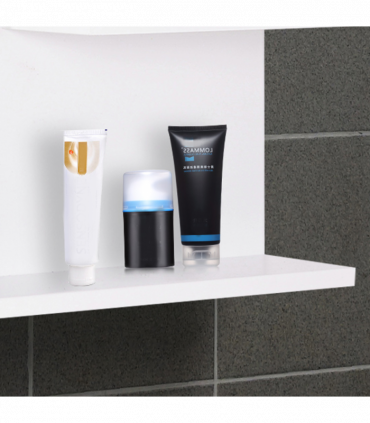 Modern Bathroom Wall Mounted Mirror with 3 Storage Open Shelves, White