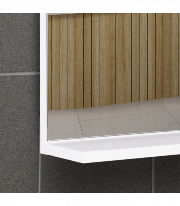 Modern Bathroom Wall Mounted Mirror with 3 Storage Open Shelves, White