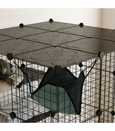 PawHut DIY 4 Tier Cat Cage Indoor with Hammock, Ramps, Doors, for 1-3 Cats