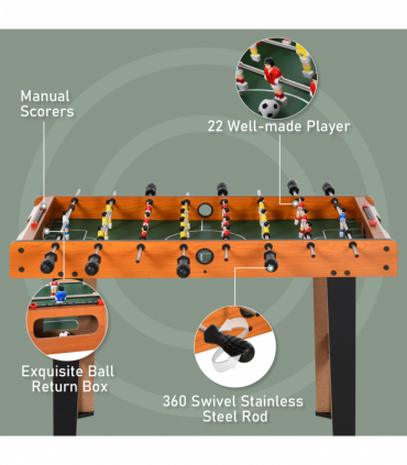 Wooden Soccer Football Table 84.5cm Arcades Game Room Bar, 2 Foosballs HOMCOM