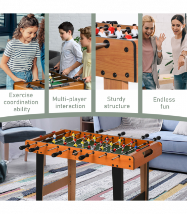 Wooden Soccer Football Table 84.5cm Arcades Game Room Bar, 2 Foosballs HOMCOM