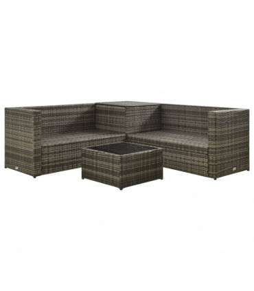 vidaXL 4 Piece Garden Lounge Set with Cushions Poly Rattan Grey