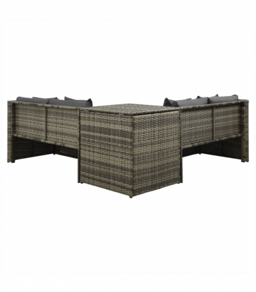 vidaXL 4 Piece Garden Lounge Set with Cushions Poly Rattan Grey