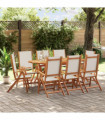 vidaXL 9 Piece Garden Dining Set Solid Wood Acacia and Textilene