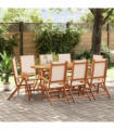 vidaXL 9 Piece Garden Dining Set Solid Wood Acacia and Textilene