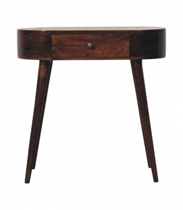 Artisan Furniture Solid Wood California Walnut Rounded Small Console Table, Brown, 1 Drawer