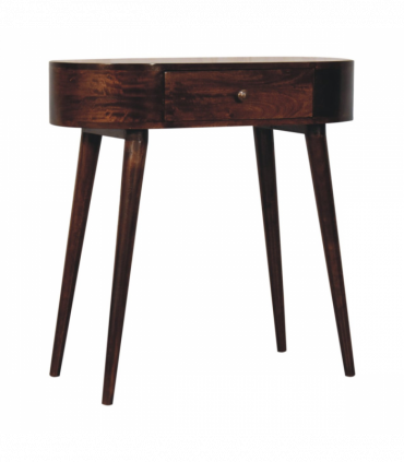 Artisan Furniture Solid Wood California Walnut Rounded Small Console Table, Brown, 1 Drawer