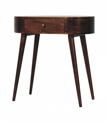 Artisan Furniture Solid Wood California Walnut Rounded Small Console Table, Brown, 1 Drawer