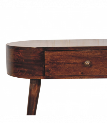 Artisan Furniture Solid Wood California Walnut Rounded Small Console Table, Brown, 1 Drawer