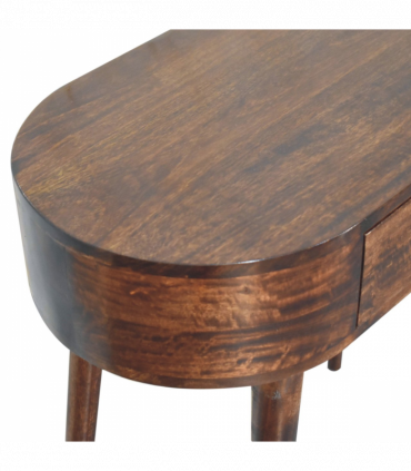 Artisan Furniture Solid Wood California Walnut Rounded Small Console Table, Brown, 1 Drawer