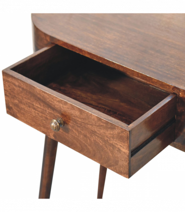 Artisan Furniture Solid Wood California Walnut Rounded Small Console Table, Brown, 1 Drawer