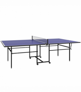 SPORTNOW 9FT Folding Table Tennis Table w/ 4 Wheels, for Indoors, Blue