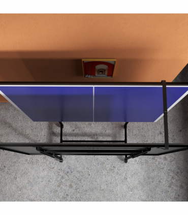 SPORTNOW 9FT Folding Table Tennis Table w/ 4 Wheels, for Indoors, Blue