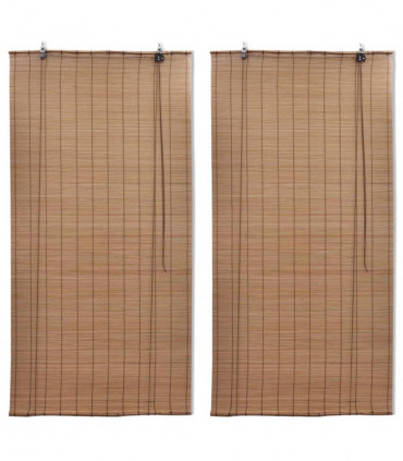 vidaXL Bamboo Roller Blinds 2 pcs 150 x 220 cm Brown