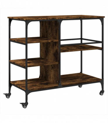 vidaXL Kitchen Trolley Smoked Oak 100x45x89.5 cm Engineered Wood